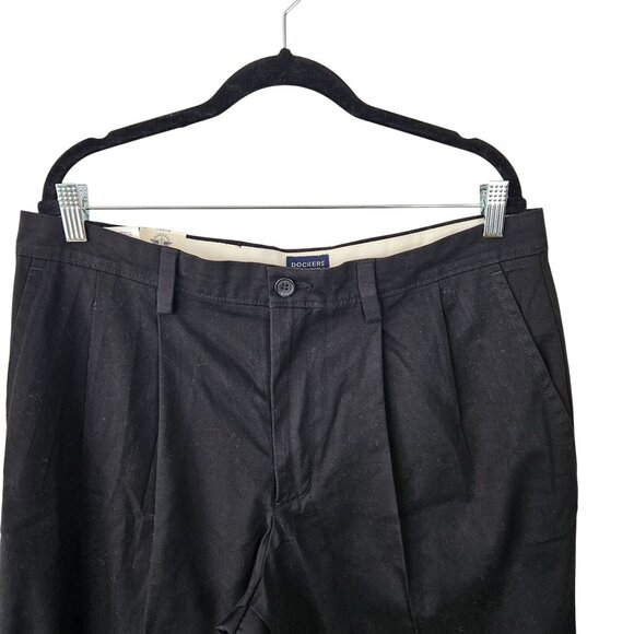 Dockers Mens Easy Khaki Classic Fit Pleated Dress Pants 36 W x32 L Stretch Black - Picture 6 of 12